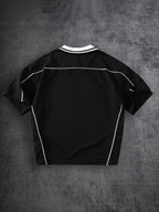 Men's Outdoor Casual V-Neck Polo Shirt, Wear-Resistant Jersey Fabric, Suitable for Outings, Walks, and Ball Activities - Black