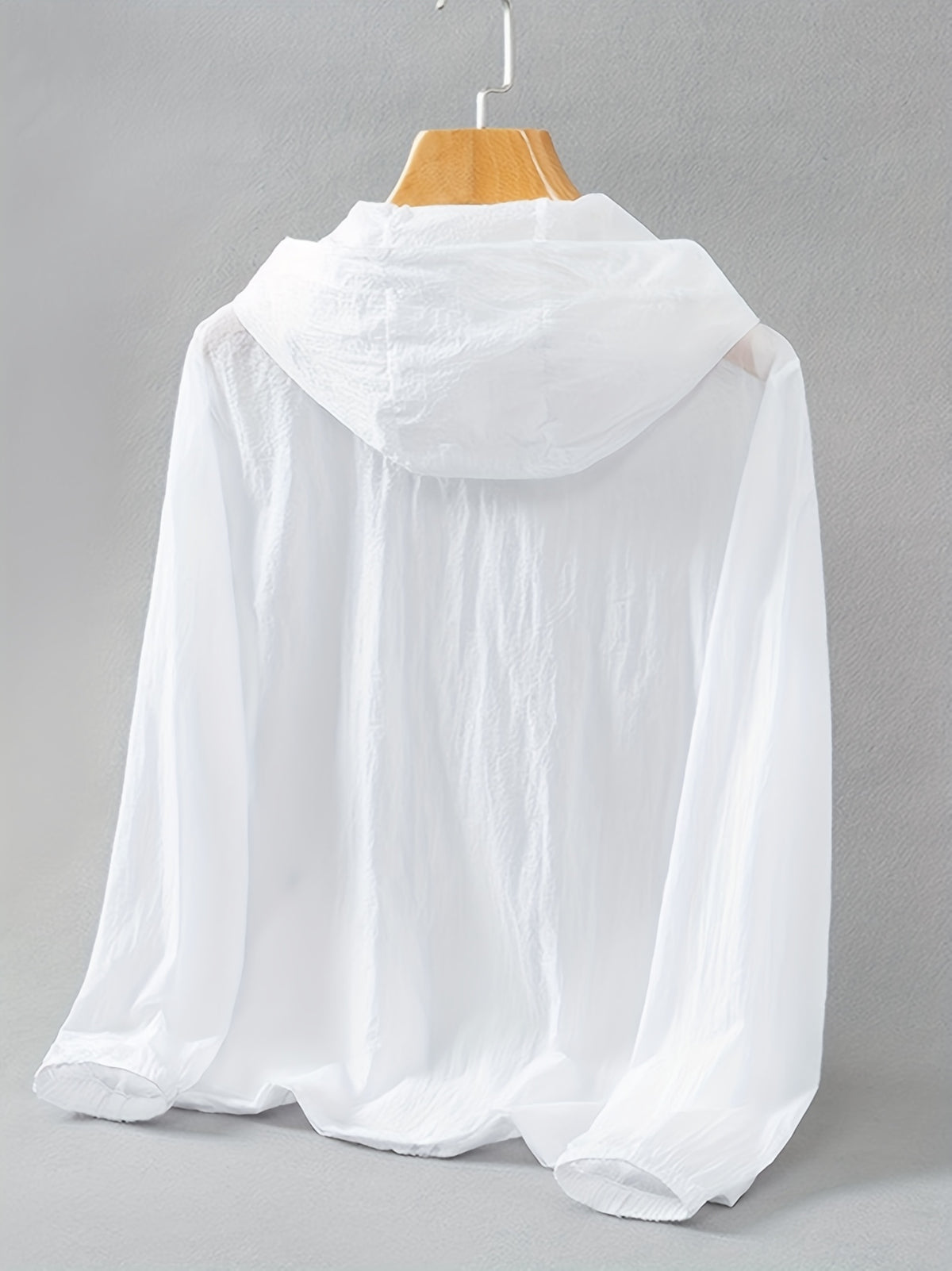 Summer Lightweight Cool Beach Ultra-Thin Fabric Breathable Quick-Dry Hooded Fishing Shirt Men Women Summer Solid Color Skin-Friendly Thin Breathable Couple Hiking Riding Mountain Beach Fishing Suit Cooling Shirt - White