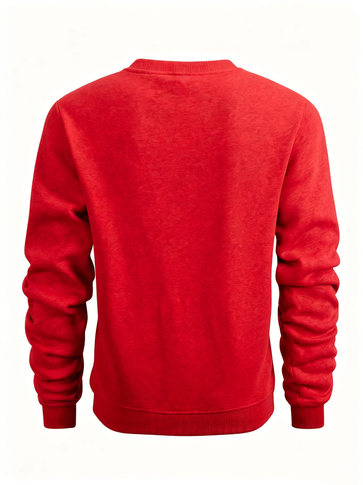 Autumn Winter Men'S Thickened Fleece Round Neck Sweatshirt JEEP Letter Print Loose Long Sleeve Pullover 4 Colors Available Soft Skin-Friendly Daily Commute Inner Outerwear All-Match Warm Casual Base Layer Top - Red