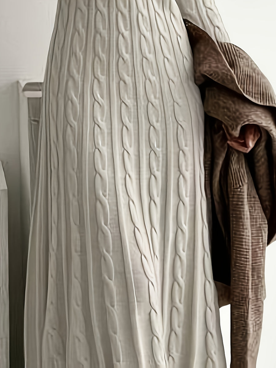 Autumn/Winter Fashionable, Elegant, Casual, and Commuter-Style French-Style Women's Dress, New Fabric Maxi Dress with High-End Color Tones and Textures - Grey