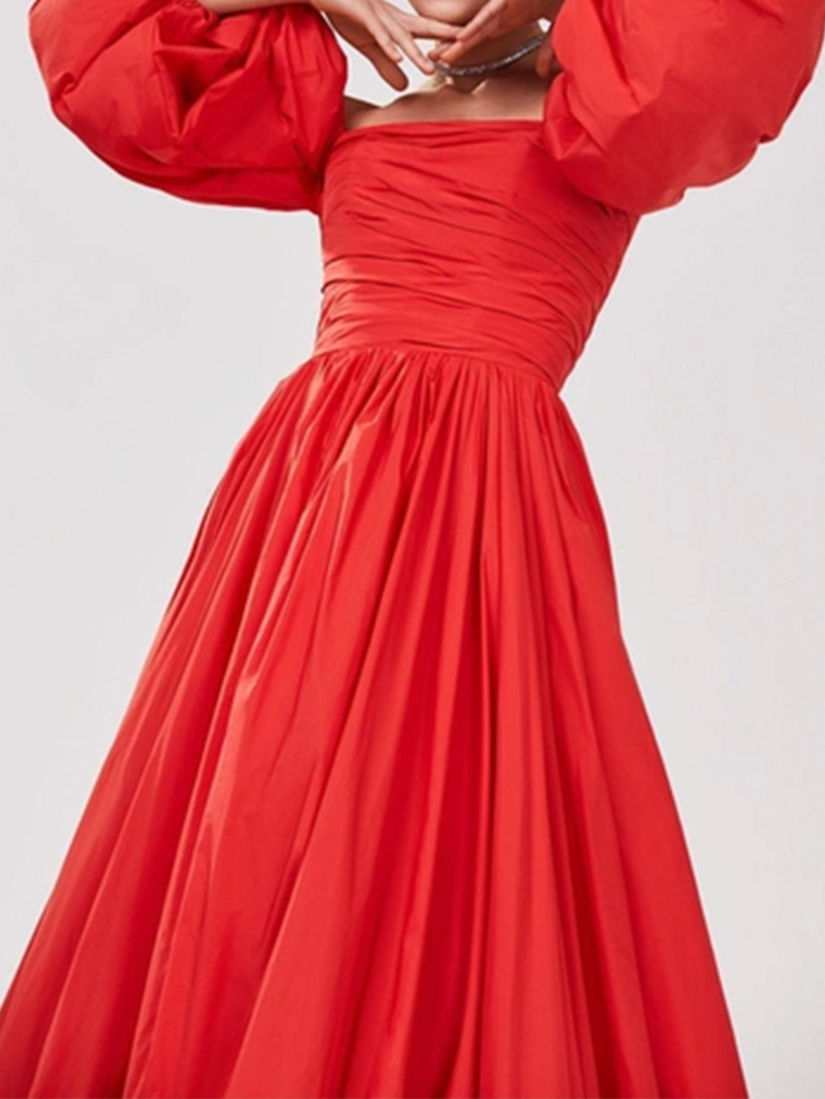 Off-Shoulder Strap Red Dress Women'S Spring Summer Fashion Loose A-Line Skirt Temperament Long Dress, Dating Afternoon Tea, Stage Performance, Year-End Party - Red