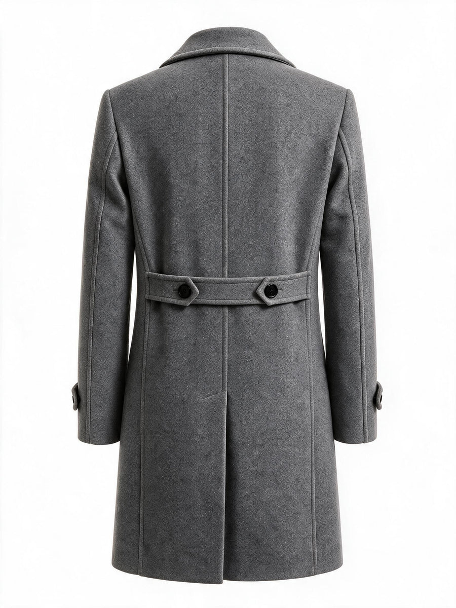 Men'S Long Double-Breasted Coat, Autumn Winter Business Casual Jacket, Large Lapel Black Commuter Trench Coat Men'S Clothing - Graphite Color