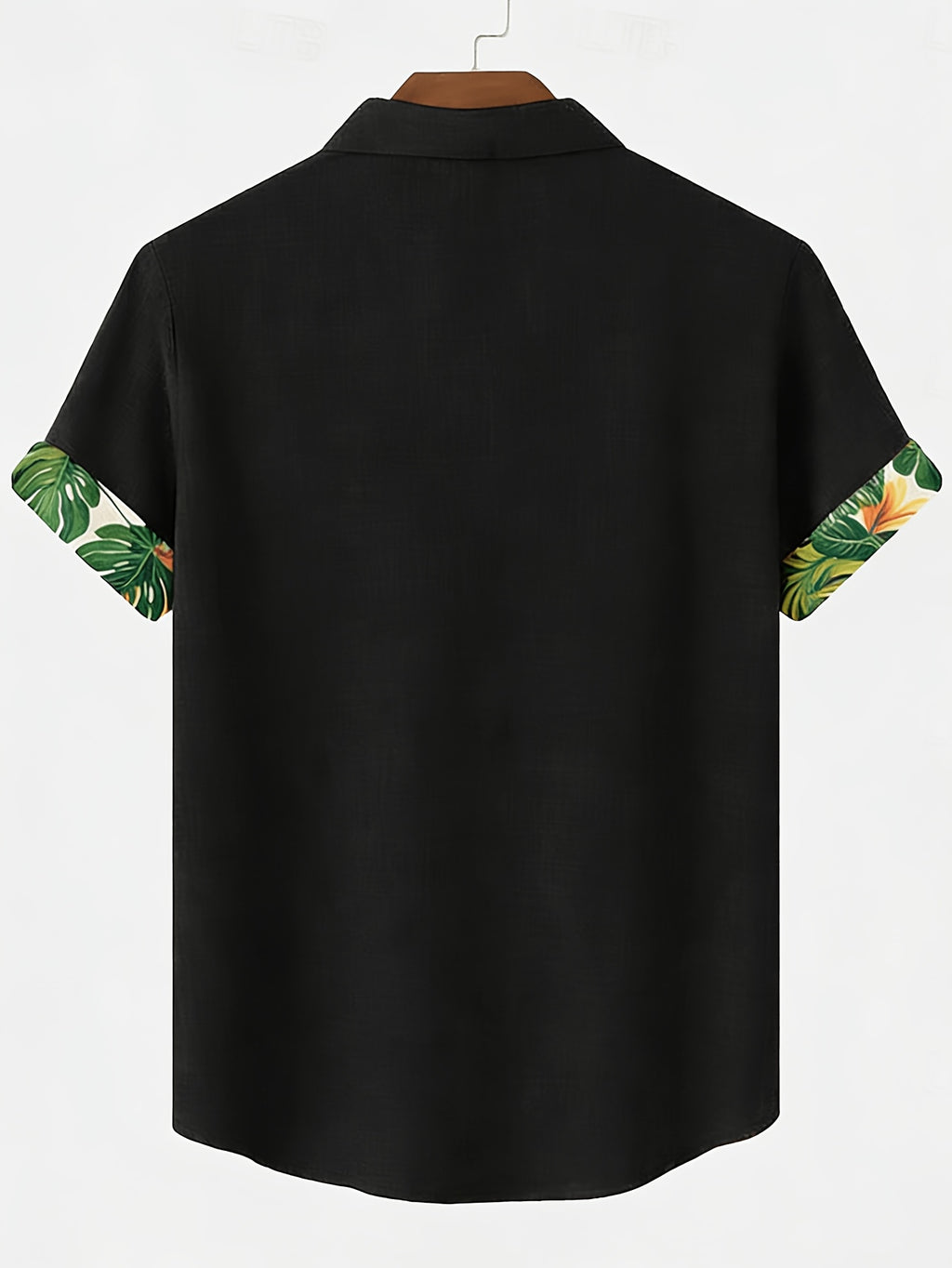 100% Men'S Casual Short Sleeve Shirt, Pure Fabric with Print And Color Block Design for Summer, Beach Vacation Style Blouse, Fabric Is Sweat-Absorbent And Breathable, Great Gift for Boyfriend And Husband, Suitable for Outdoor Travel Or Vacation - Soot Black
