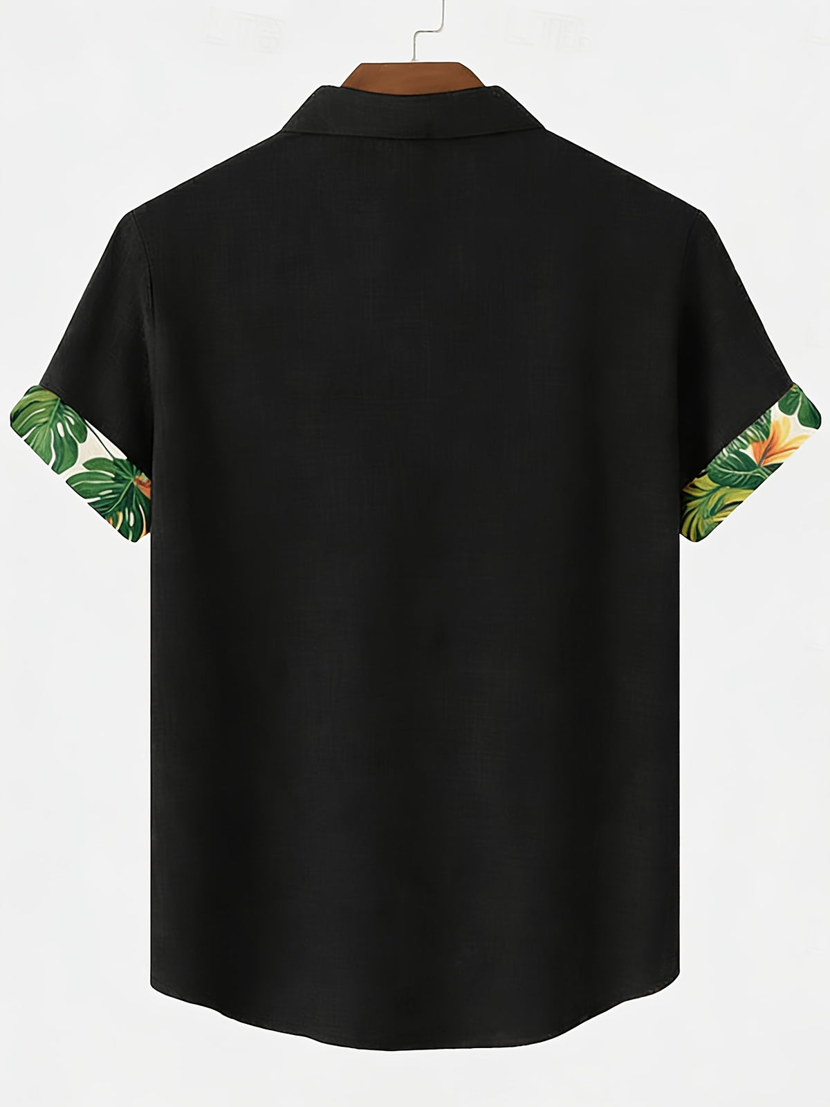 100% Men'S Casual Short Sleeve Shirt, Pure Fabric with Print And Color Block Design for Summer, Beach Vacation Style Blouse, Fabric Is Sweat-Absorbent And Breathable, Great Gift for Boyfriend And Husband, Suitable for Outdoor Travel Or Vacation - Soot Black