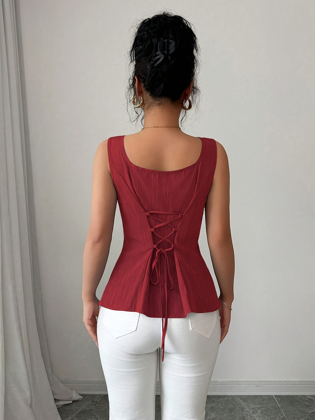 New Spring Summer Elegant Strapless Shirt - Brick Red