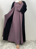 1pc Elegant Muslim Dress with Niche Minimalist Color-Block Design, Fluid and Solid-Paneled, Loose and Unrestrictive, Breathable and Non-Stuffy, Suitable for All Seasons - Purple