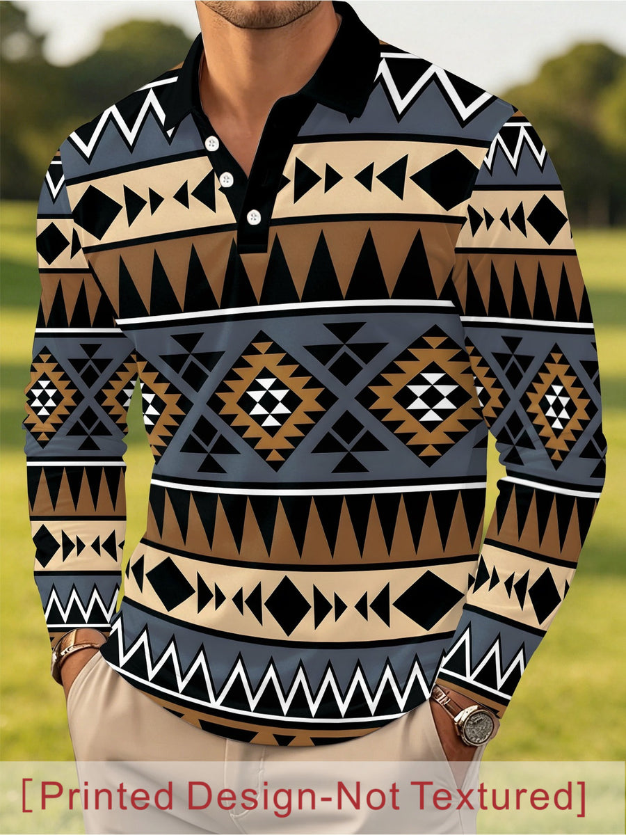 [Printed Design Non-Texture] 2026 New 1pc Men'S Long Sleeve Polo Shirt, Men'S Long Sleeve Design, Comfortable Fit, Lightweight And Breathable Fabric, Machine Washable Top, Easy Casual, Light Business Commute, Athletic Breathable Style - Mixed colors