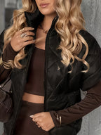 Women'S Sleeveless Quilted Jacket for Spring And Autumn | Solid Color Design, Zipper Closure, with Practical Pockets, Slim Fit, Multi-Layer Structure Enhances Warmth, Taking Into Account The Wearing Needs of Casual And Formal Occasions - Black