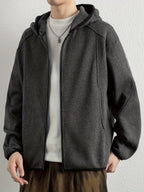 Men'S Spring And Autumn Hooded Sweatshirt Cardigan, Basic Jacket, Multiple Colors Available, Casual Zipper Design, Easy to Wear. Pair with Solid Color Base Pieces, Easily Integrates Into Various Fashion Trends, Practical And Minimalist Fashion - Deep Grey