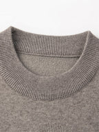 Autumn Winter Knit 3D Solid Round Neck Sweater, Basic Knit Pullover Top for Men, Fashionable Long Sleeve Sweater, Size Y - Ha Qing