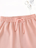4pcs Women's Elegant Casual Jogger Shorts - Heart Paw Print, Drawstring Loose Fit Summer Vacation Sweatpants, Machine Washable - Black+grey+pink+apricot
