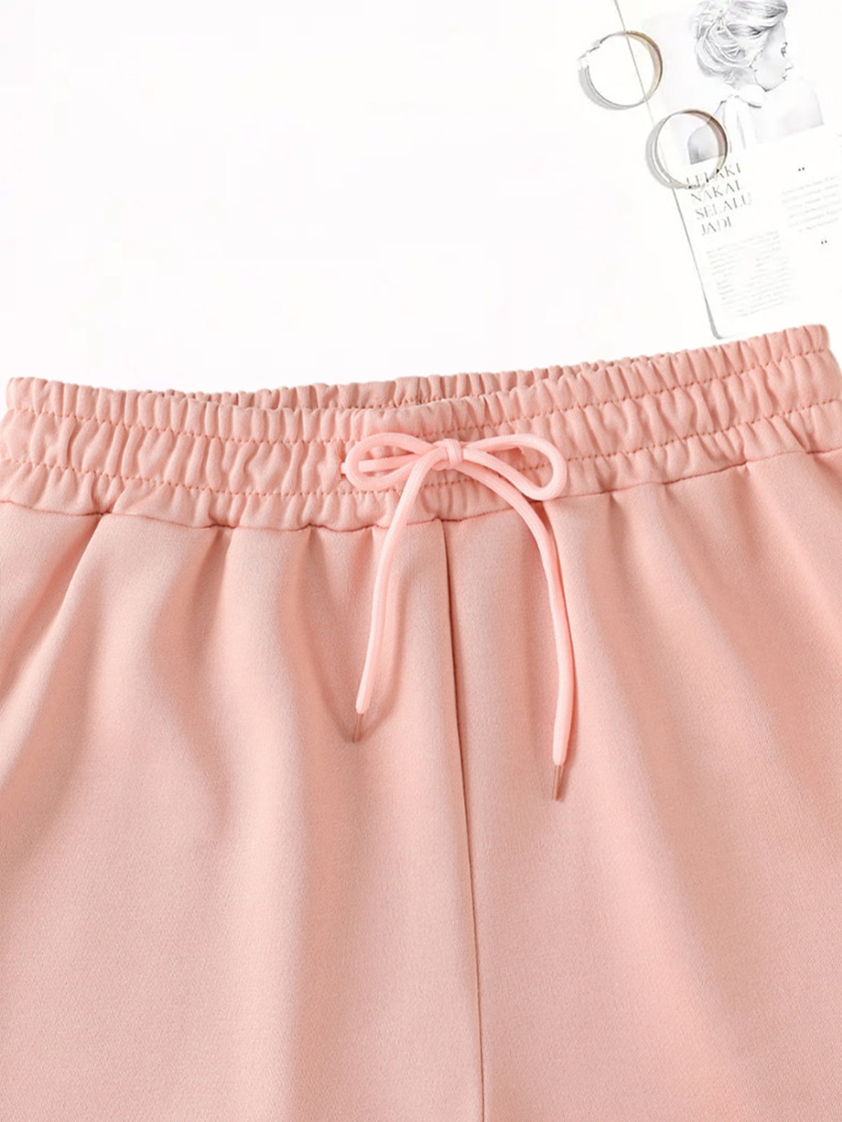 4pcs Women's Elegant Casual Jogger Shorts - Heart Paw Print, Drawstring Loose Fit Summer Vacation Sweatpants, Machine Washable - Black+grey+pink+apricot