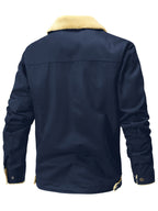Men'S Solid Color Commuter Outdoor Fleece Jacket - Navy Color