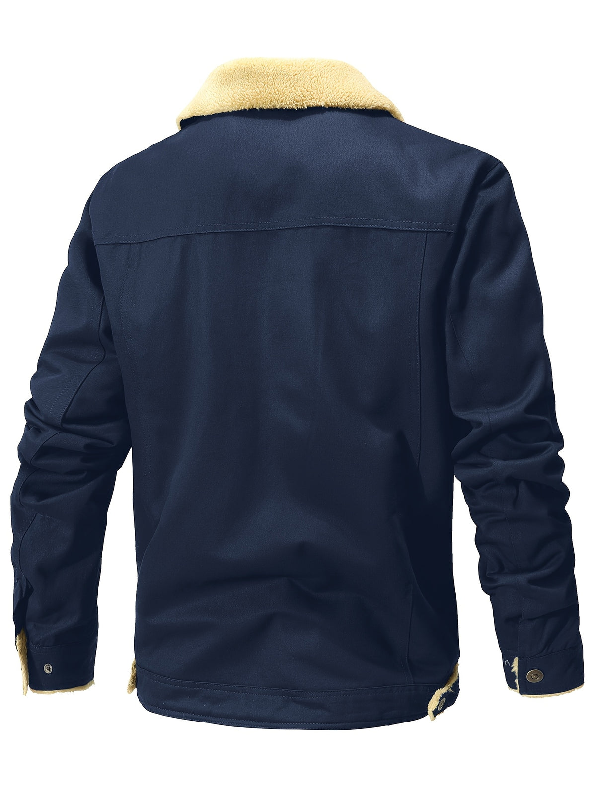 Men'S Solid Color Commuter Outdoor Fleece Jacket - Navy Color