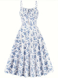 Retro Sleeveless Spaghetti Strap Dress - White
