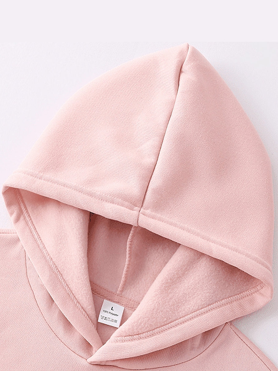 Trendy Letter Women'S Casual Hooded Sweatshirt with Front Print - Machine Washable, All-Season Versatile Pullover, Fashionable And Trendy, Durable Material, Comfortable Fabric, Printed Sweatshirt, Casual Wear, Urban Style, Fashion Enthusiast - Pale Pinkish Gray
