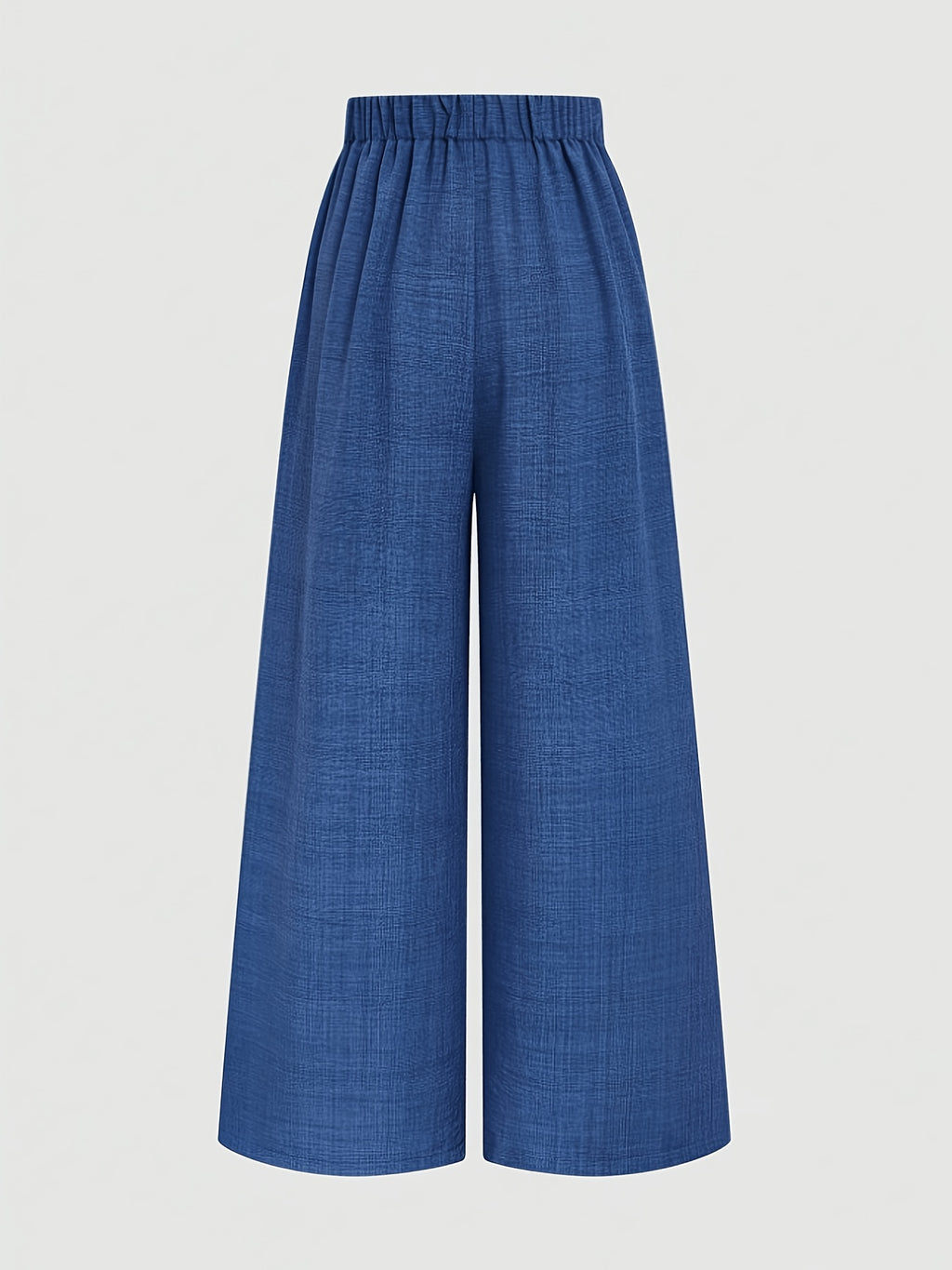 Women's Casual Elegant High-Waist Wide-Leg Pants with Pleated Design, Suitable for Work and Leisure Wear, Autumn/Winter Collection, Belt Not Included - Navy Color