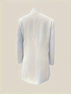 Women's Classic Floral Embroidered Jacket - Soft White H-Line Single-Breasted Coat, Machine Washable, Versatile for All Seasons, Casual and Business Wear, Stylish Layering Design, High-Quality Stitching, Exquisite Embroidered Overcoat, Office Attire - White