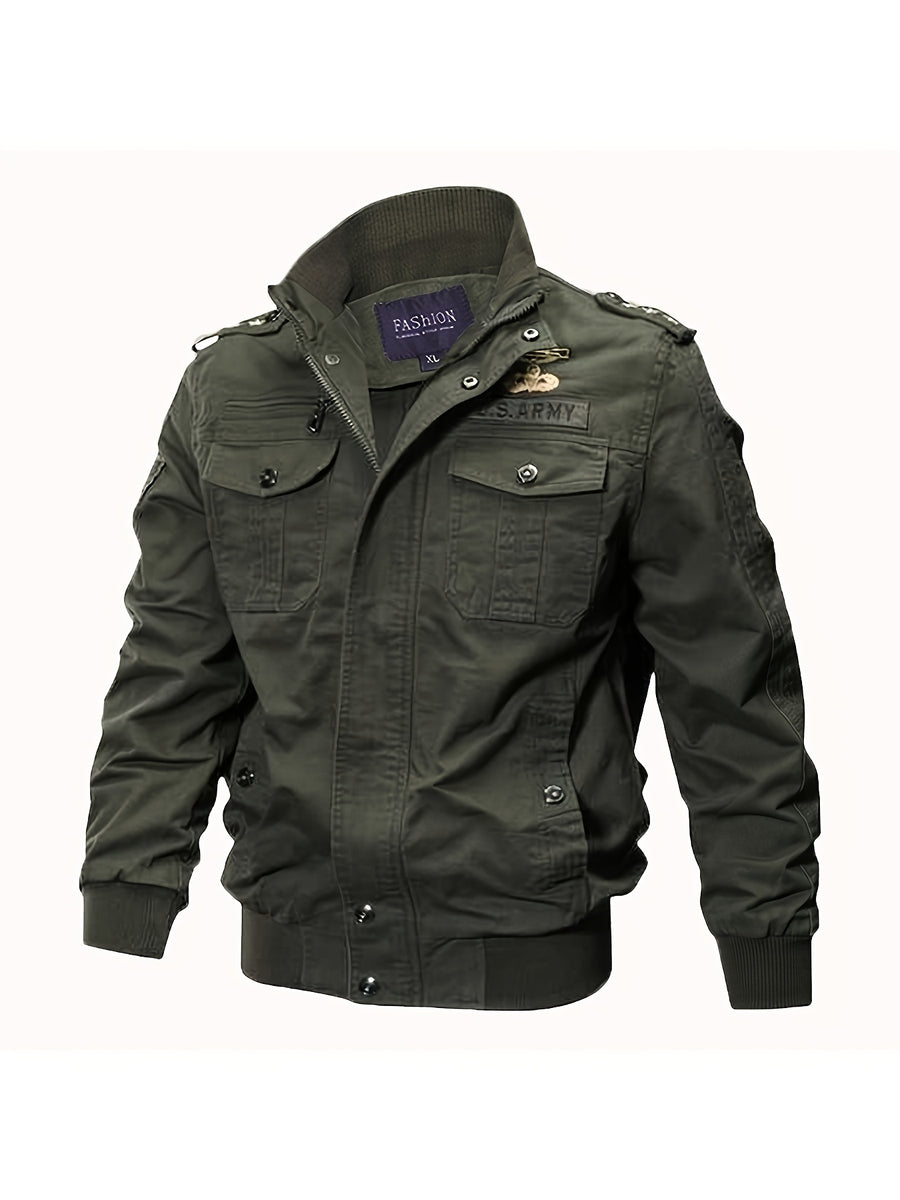 [Pearson OBM] Men'S Jacket, Athletic Jacket, Warm Jacket, Fall Jacket for Men, Outdoor Military Style Plus Size Student Training Outfit, Climbing Sports Wear, Air Force Jacket, Men'S Flight Suit - fern green