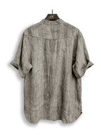 Men'S Summer Casual Henley Shirt, Preppy Style Thin Stand-Up Collar Short Sleeve T-Shirt, Retro Crinkle Ramie Pullover Men'S Top - Linen