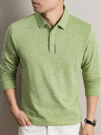 New Autumn 2026 Men's Long-Sleeve T-Shirt, Solid Color Lapel, Simple Daily Wear, Casual Polo Shirt - Green
