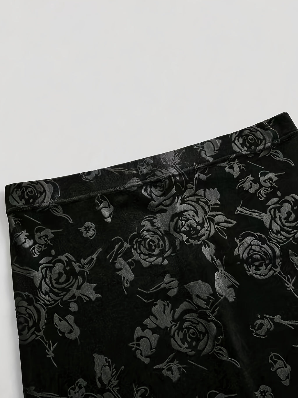 Elegant Velvet Three-Dimensional Rose Embossed Mermaid Skirt, Baita Fashion Dress - Black
