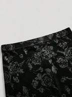 Elegant Velvet Three-Dimensional Rose Embossed Mermaid Skirt, Baita Fashion Dress - Black