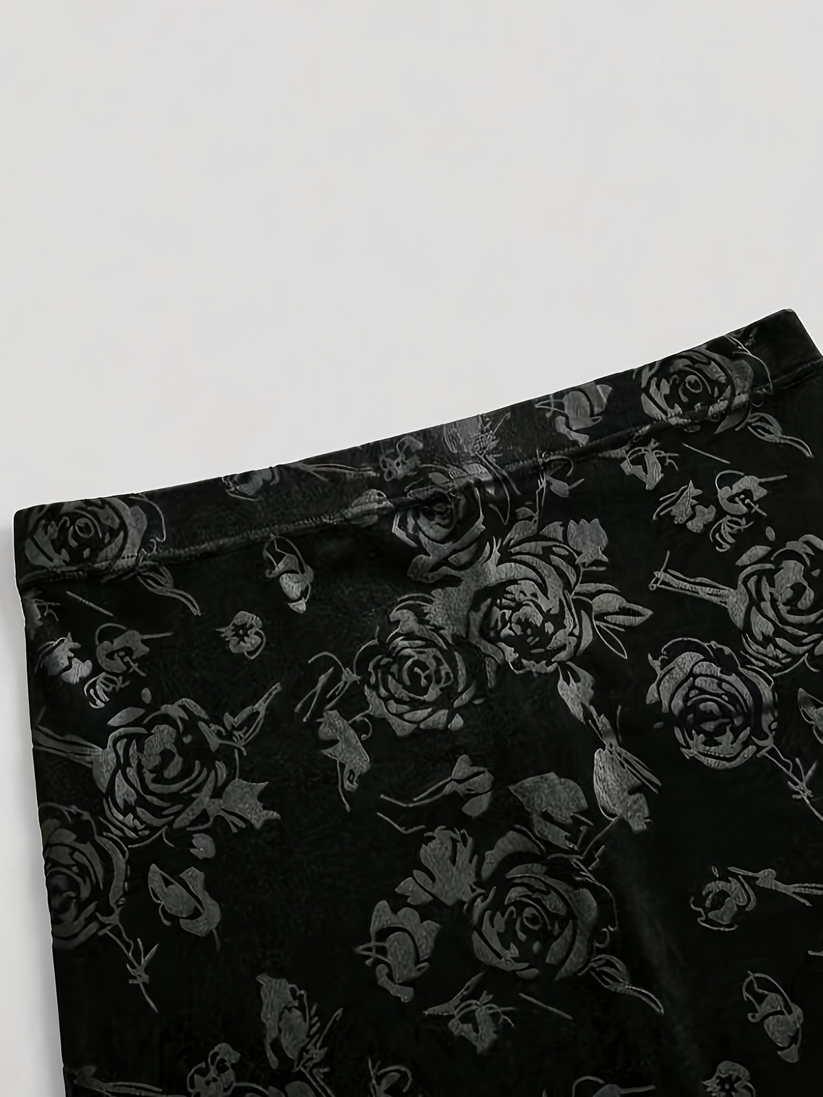 Elegant Velvet Three-Dimensional Rose Embossed Mermaid Skirt, Baita Fashion Dress - Black
