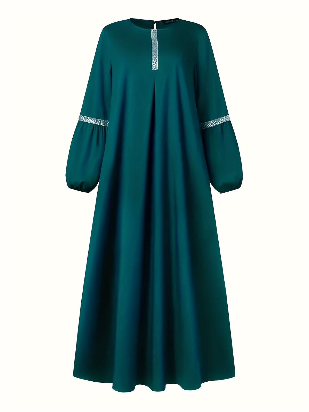 Middle Eastern Long Sequin Patchwork Dress Gown - Dark Green
