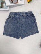 Small Niche Design, Fashionable and Trendy Patterns, Printed Women's Summer Retro Washed Distressed Shorts, Loose and Casual - Blue