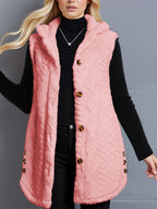 Women'S Adult Winter Casual Daily Jacquard Diamond Double-Faced Fleece Warm Fleece Pullover Vest Jacket - Peach