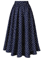 Front Tie Polka Dot Print Skirt, Elastic Waist with Bow Knot Versatile Commuter Style Casual Wear - Mixed colors