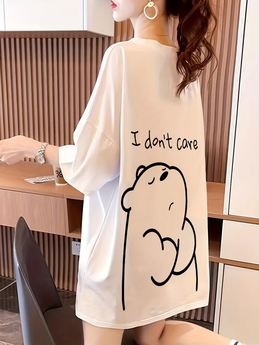 Women's Short-Sleeve T-Shirt, Summer Designer Cartoon Print Short-Sleeve T-Shirt, Pure Short-Sleeve T-Shirt Top, Base Layer Top #3333 - White