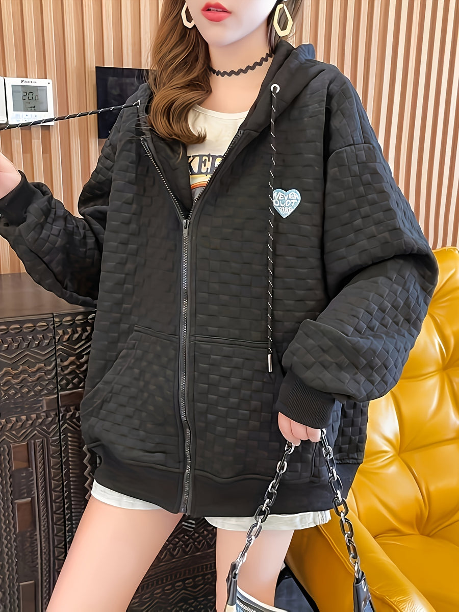 New Hooded Loose Long Sleeve Jacket, Suitable for Autumn And Winter Outerwear, Women'S Clothing - Black