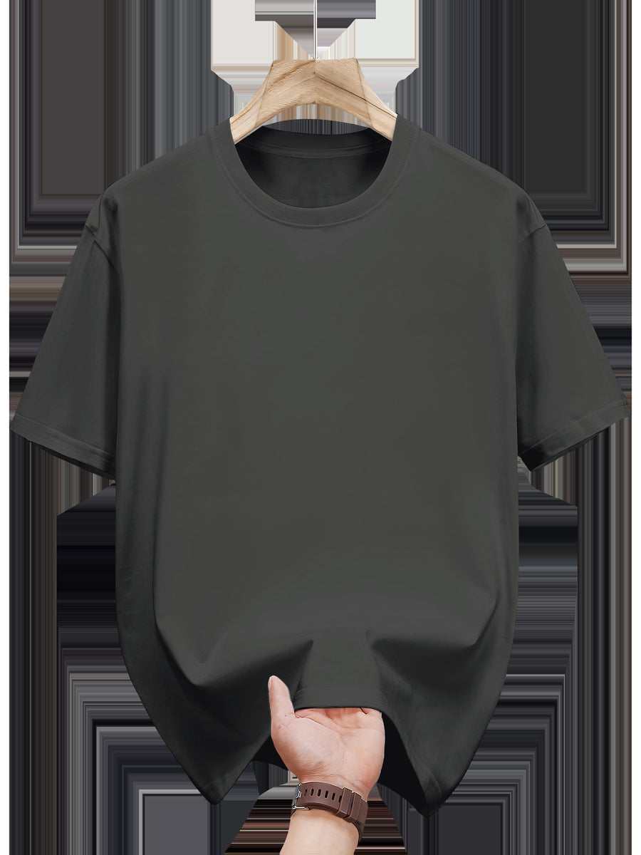 2026 Premium Pure Letter Print Short Sleeve T-Shirt for Men, Summer Loose Fit Versatile Stylish Top - Dark Gray