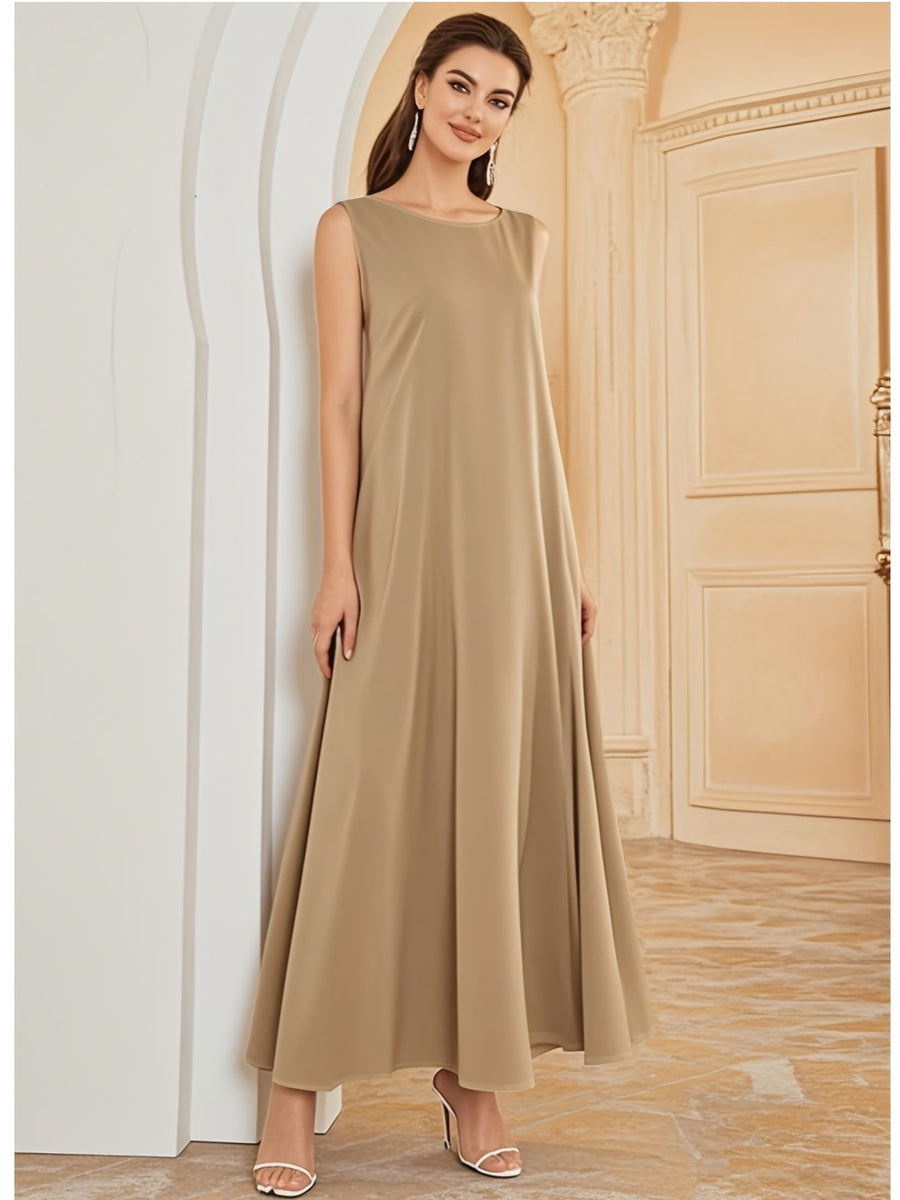 1pc Fashionable, Elegant And Comfortable Bubble Color Fabric. Pure Color Suitable for Daily Outdoor Travel And Leisure. Loose And Comfortable Women'S Abaya Vest. Abayas for Women Muslim Namaz Dresses Women'S Traditional Robe - Khaki