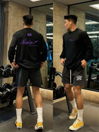 New Spring And Autumn Oversized Long-Sleeve T-Shirt for Men, Featuring a Trendy Print, Made of Heavy, Perfect for Casual Outdoor Sports - Black