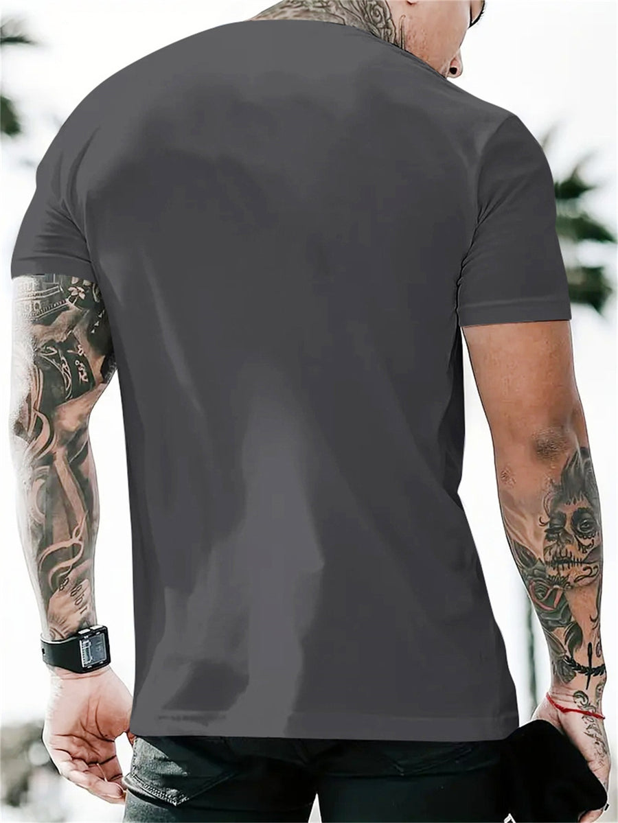 Warner Licensed DC Distressed Bat Symbol Embedded Gotham City Silhouette Print Loose Round Neck Short Sleeve T-Shirt - Dark Gray