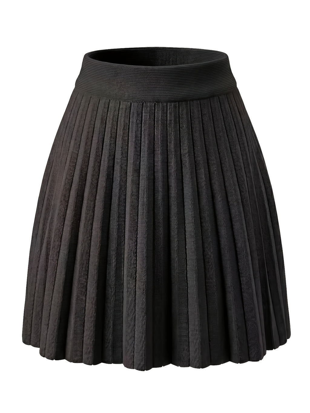 Women'S All-Match Solid Pleated Short Skirt, Multi-Size Available, Casual Cute Playful Elastic Waist Short Skirt, Pleated Umbrella Skirt, Spring And Autumn Season Favorite Outfit Gift for Every - Black