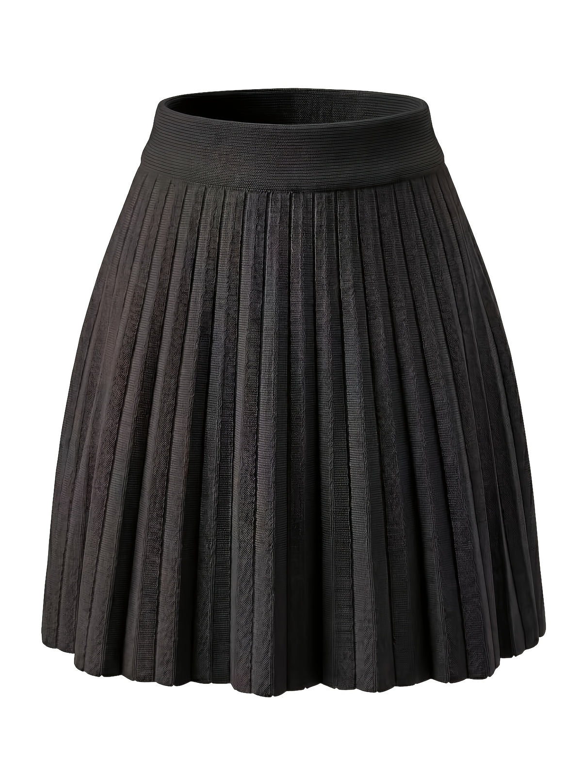Women'S All-Match Solid Pleated Short Skirt, Multi-Size Available, Casual Cute Playful Elastic Waist Short Skirt, Pleated Umbrella Skirt, Spring And Autumn Season Favorite Outfit Gift for Every - Black