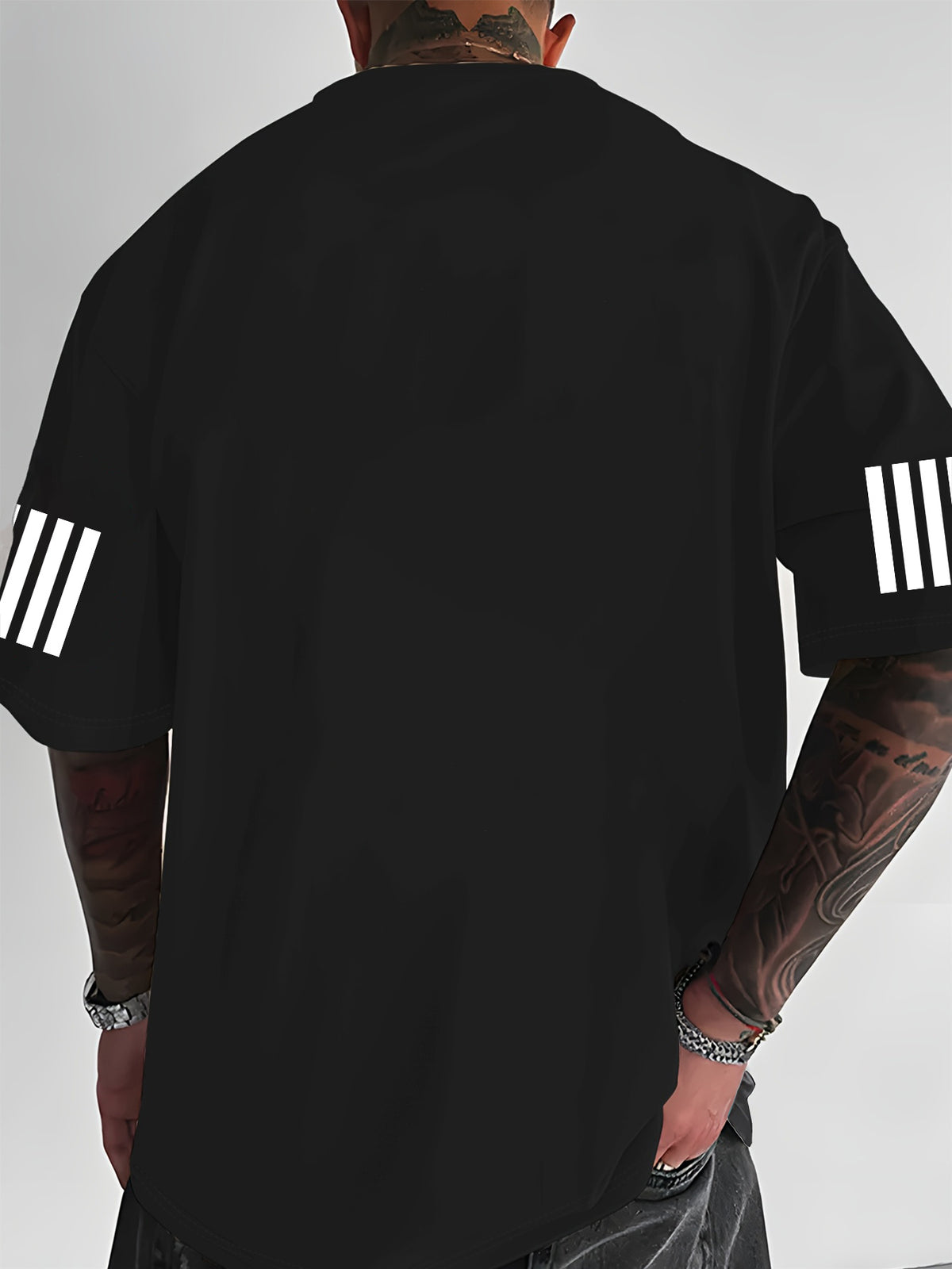 Men'S Sport Print T-Shirt, Casual Street Style, Fashionable And Versatile, Summer Short-Sleeve Round Neck Top, Suitable for Sports Enthusiasts And Urban Symbol Lovers - Black