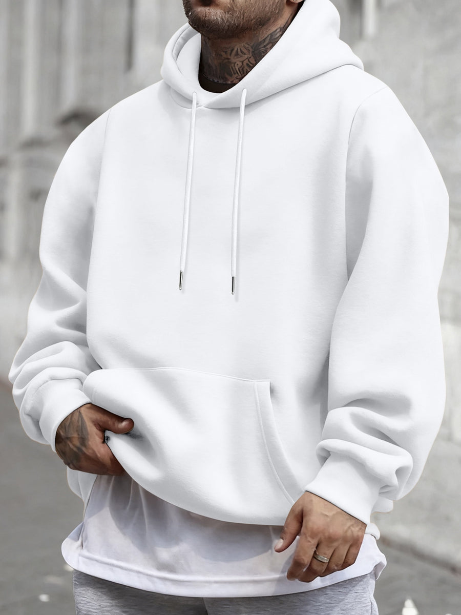 [Christmas Big ] Autumn Winter Men'S Warm Comfortable Hoodie, Y2K Graffiti Trendy Sweatshirt, Classic Practical Kangaroo Pockets, Retro Hip-Hop Street Style Men'S Casual Top, High Comfort Warm Fabric - White