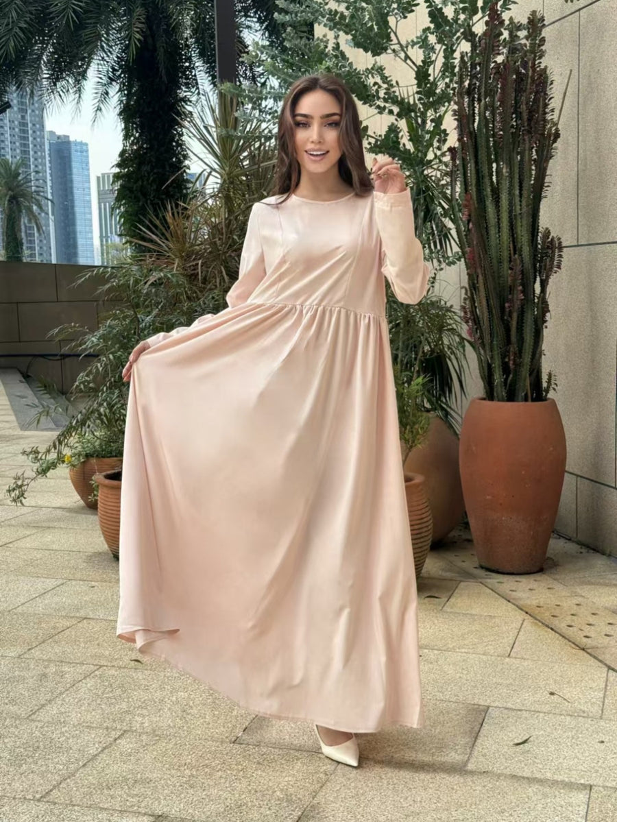Elegant Long-Sleeve Maxi Dresses for Women, Perfect for Evening Wear, Including Abayas And Kaftans - Beige