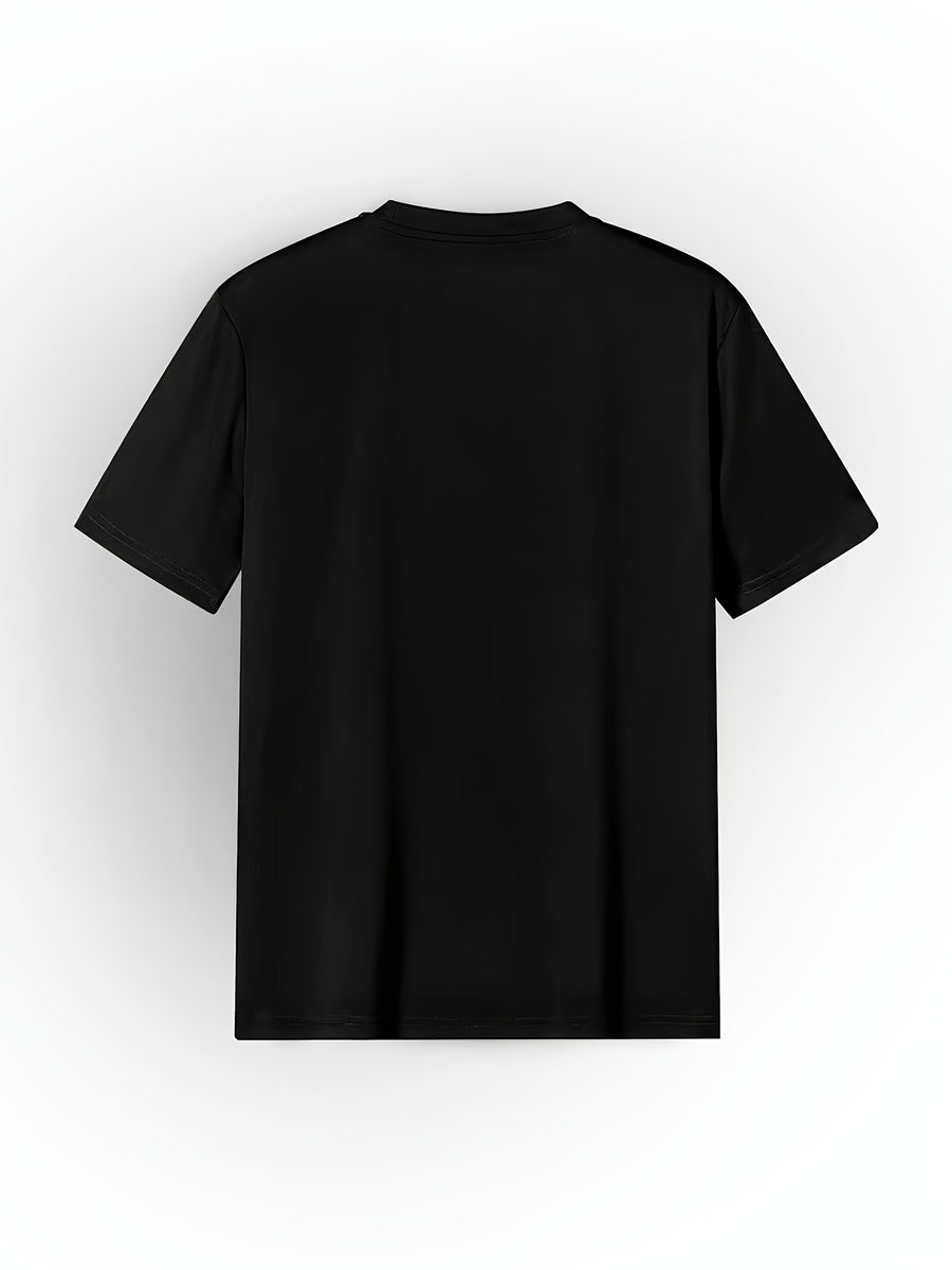 180G, 100%. Men'S Regular Fit Short Sleeve T-Shirt, Print with Location Design, High Fit Rate, All-Season Versatile - Black