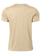 Men's Quick-Dry Moisture-Wicking Henley Shirt - Lightweight Breathable Stretch V-Neck Button-Front Collar T-Shirt Suitable for Gym, Outdoor, & Casual Wear, Solid Color Short Sleeve for Daily Activities & Summer Training (Machine Washable) - Khaki