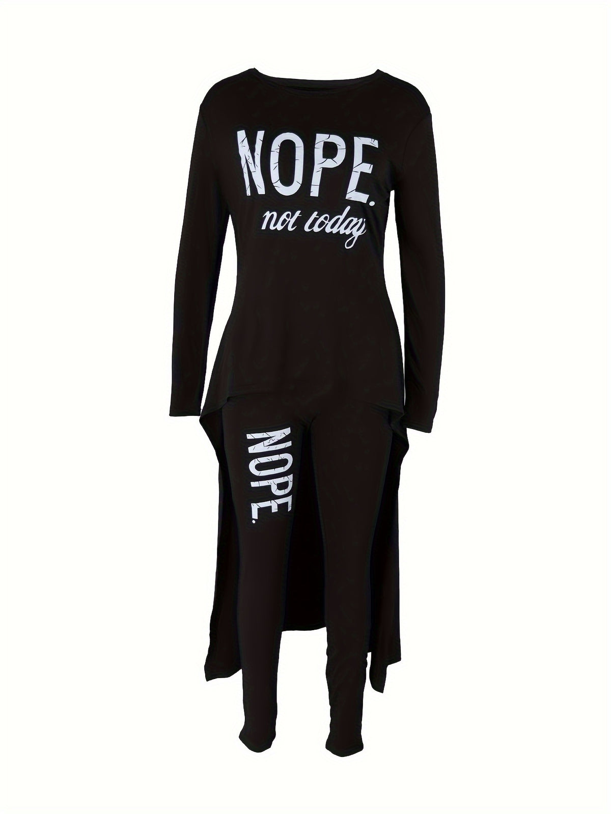 -Made - Fashionable European And American Women'S Casual Comfortable Long-Sleeve Letter Outfit ZHZ018 - Black