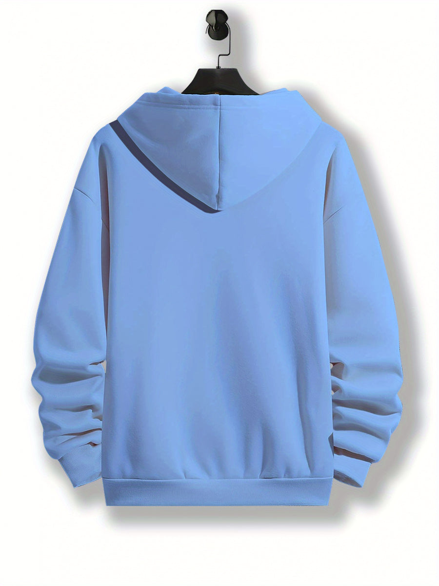 Print, Men'S Casual And Cozy Hoodies, Trendy Long Sleeve Hooded Sweatshirt, Casual Versatile Top for Autumn Winter - Moon Blue