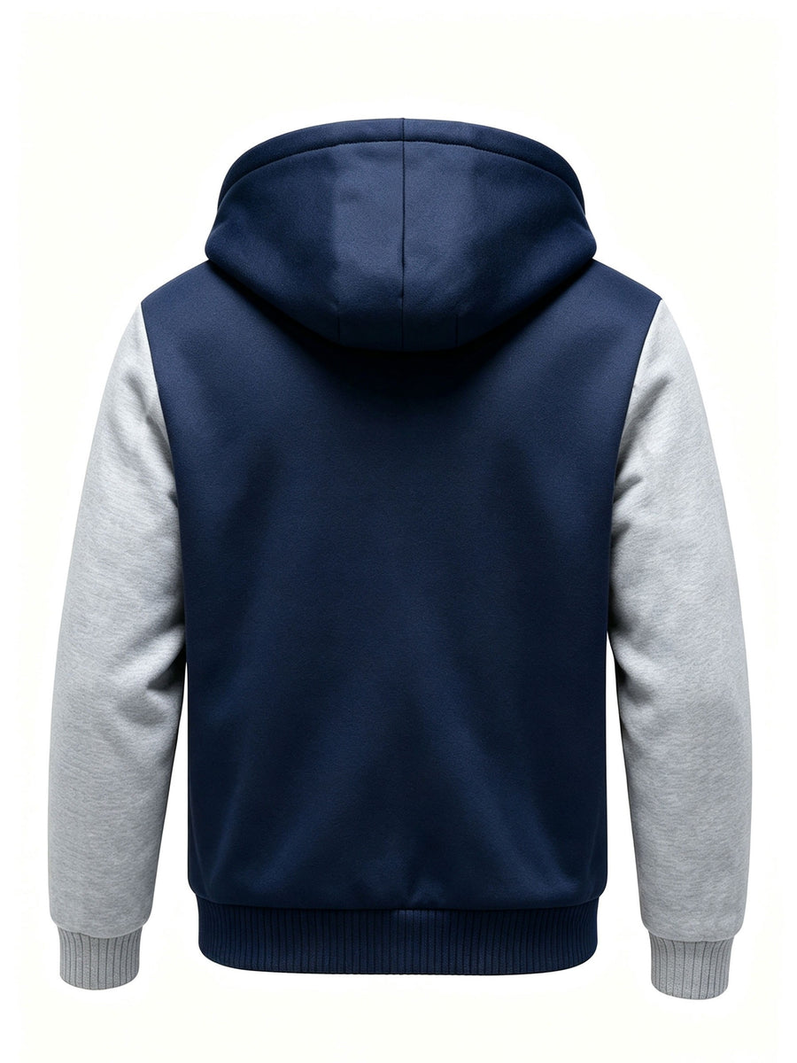 Men'S Thick Thermal Zip-Up Jacket Winter Heavyweight Fleece Hoodie Sport Casual Sherpa Lined Coat Winter Clothes for Men - Blue Grey