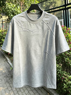 Men'S Casual Sports T-Shirt Rivet Patchwork Thorn Embroidery Short Sleeve Summer Cool Premium Shoulder Top in Stock - Grey