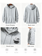 Men's Oversized Hooded Sweatshirt with NO Contrast Color Bold Letter Print, European and American Street Style Casual Sweatshirt - Light Grey